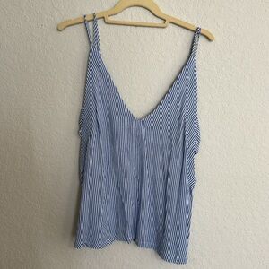 Striped flowy tank with side cut outs and bow